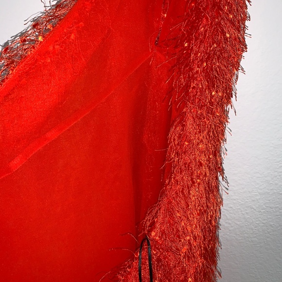 Zara orange fringe halter neck dress XL - Picture 14 of 15